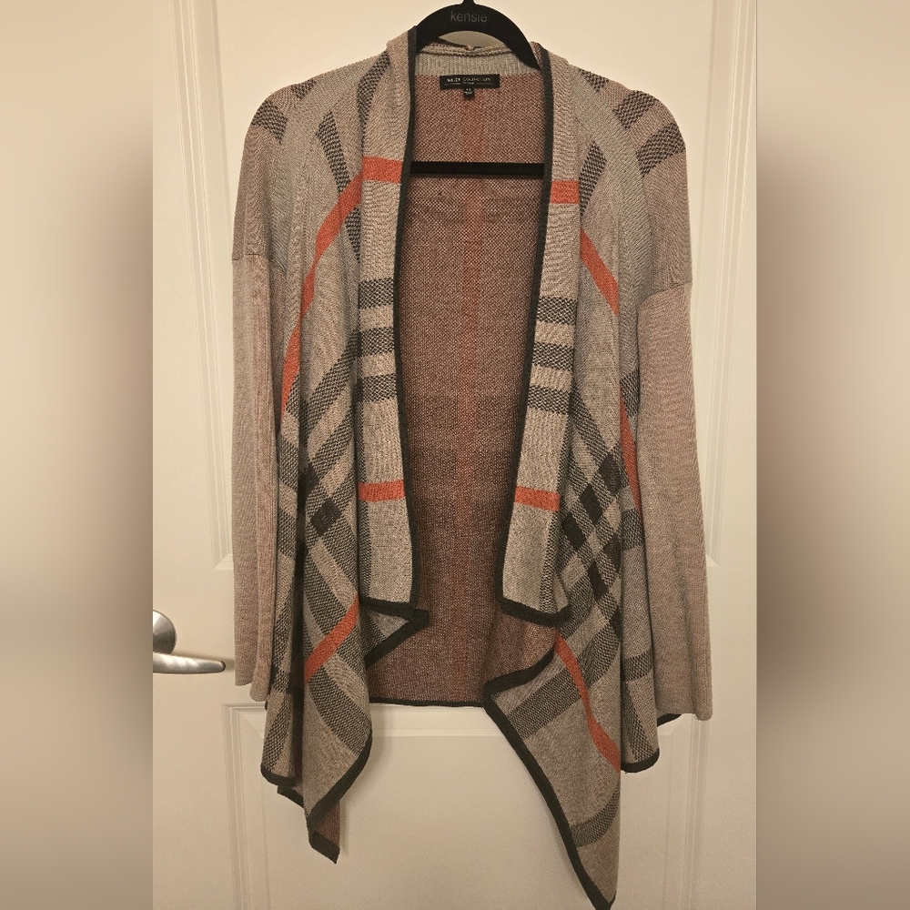 Plaid Open Front Cardigan Sweater